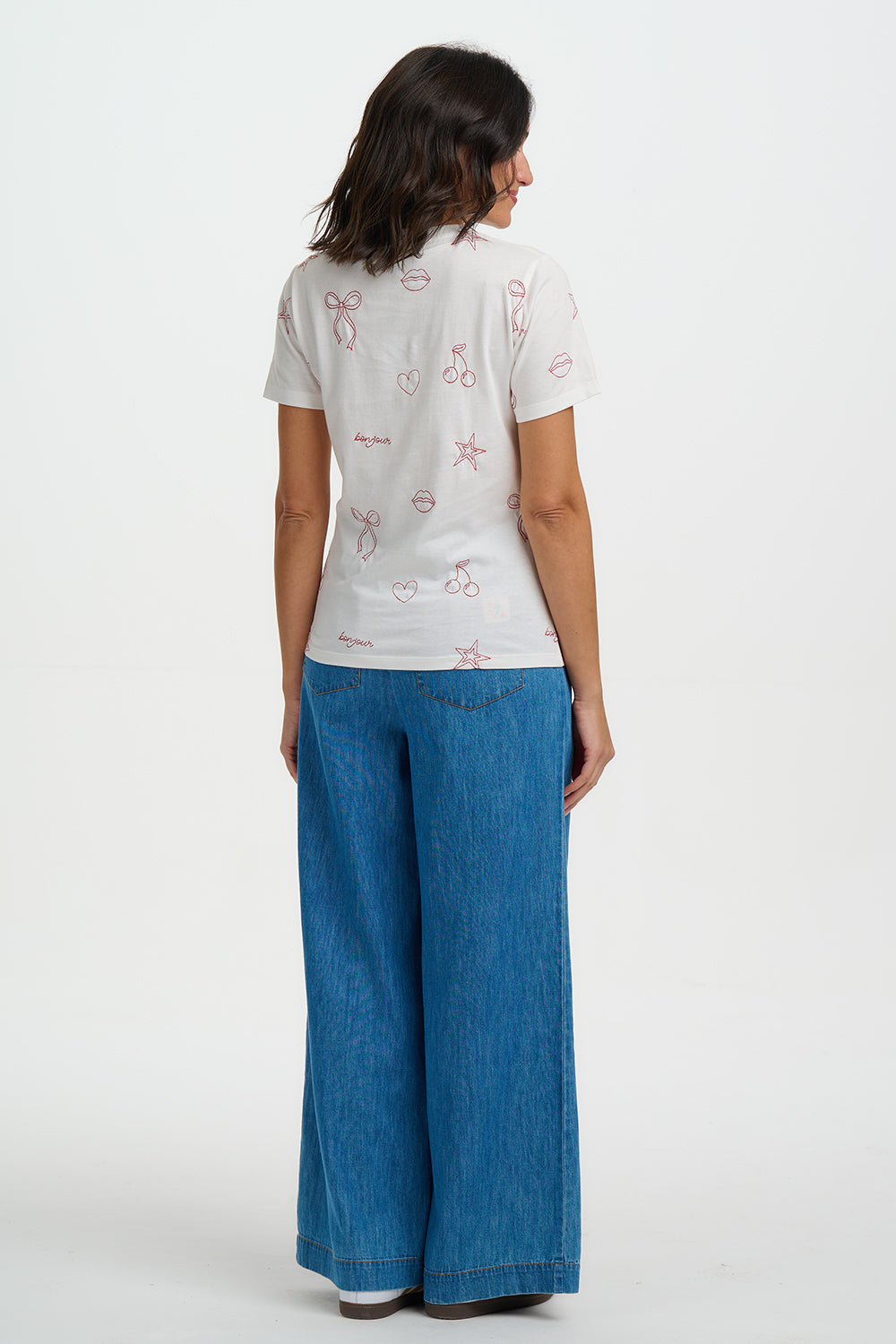 Sugarhill Brighton Maggie Tee Shirt Chic Embroidery - Off White