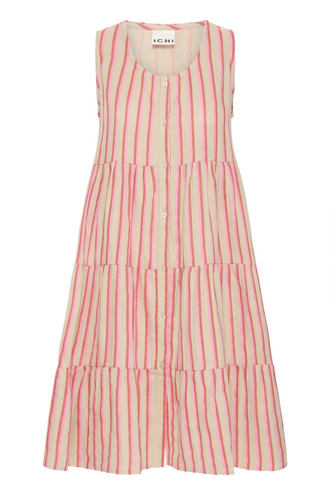 ICHI Foxa Stripe Cotton Mini Dress - Pink Candy