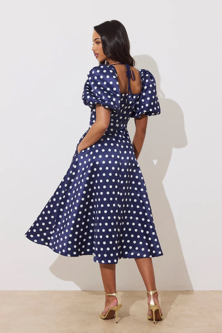 The 8th Sign Audrey Polka Dot Dress - Navy/White