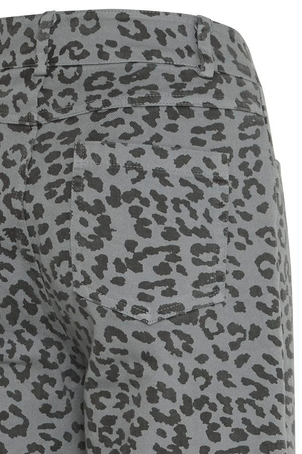 ICHI Leo Grey Leopard Print Jeans