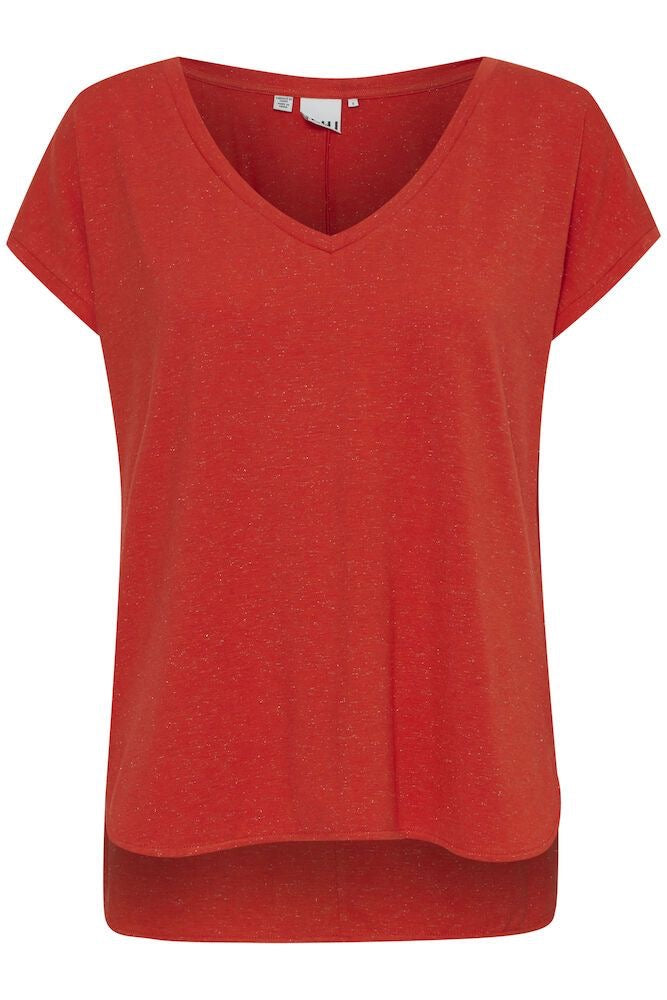 ICHI Rebel Cotton T-Shirt – Fiery Red