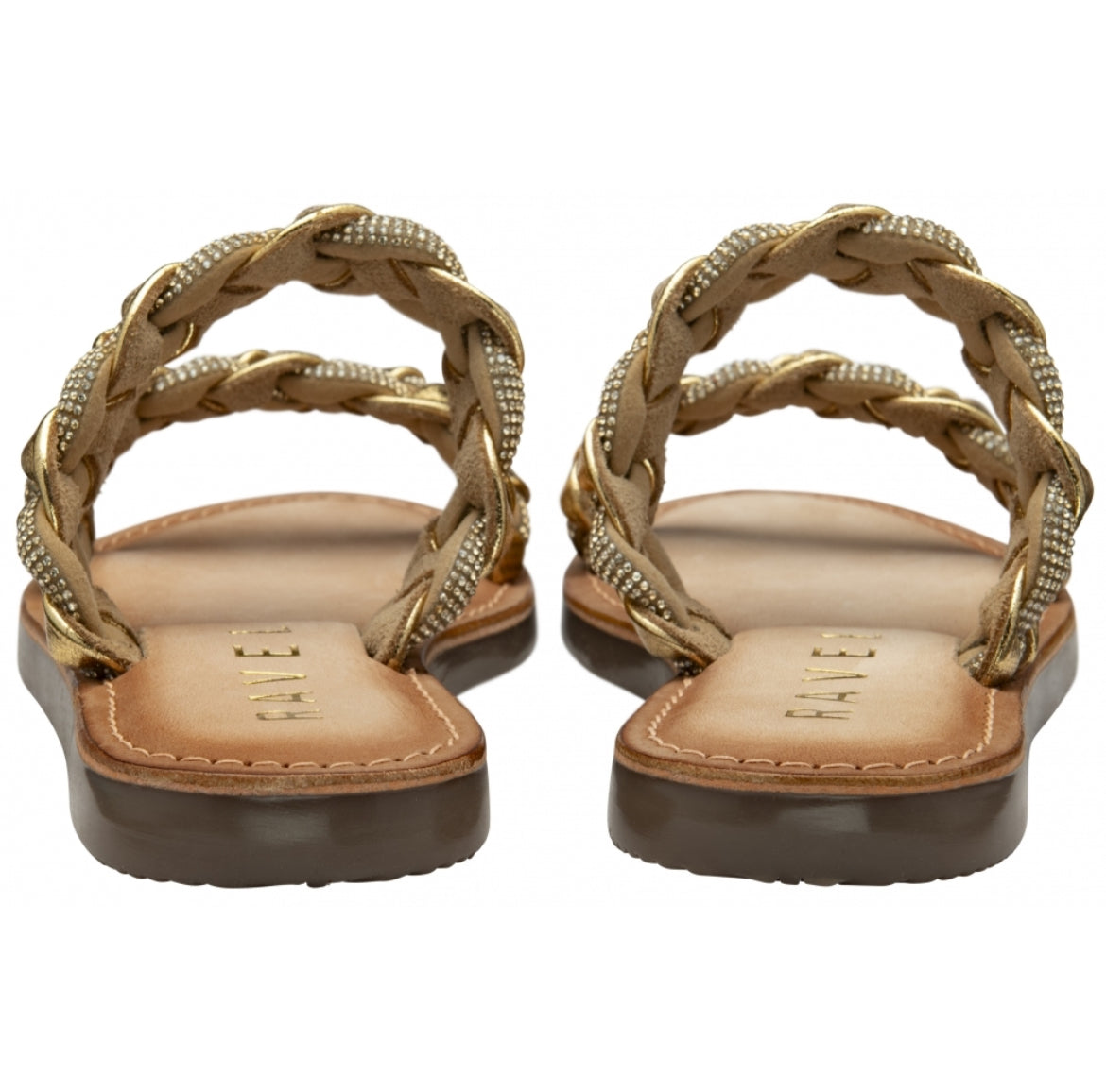 Ravel Pewter & Gold Leather Naroo Mule Sandals