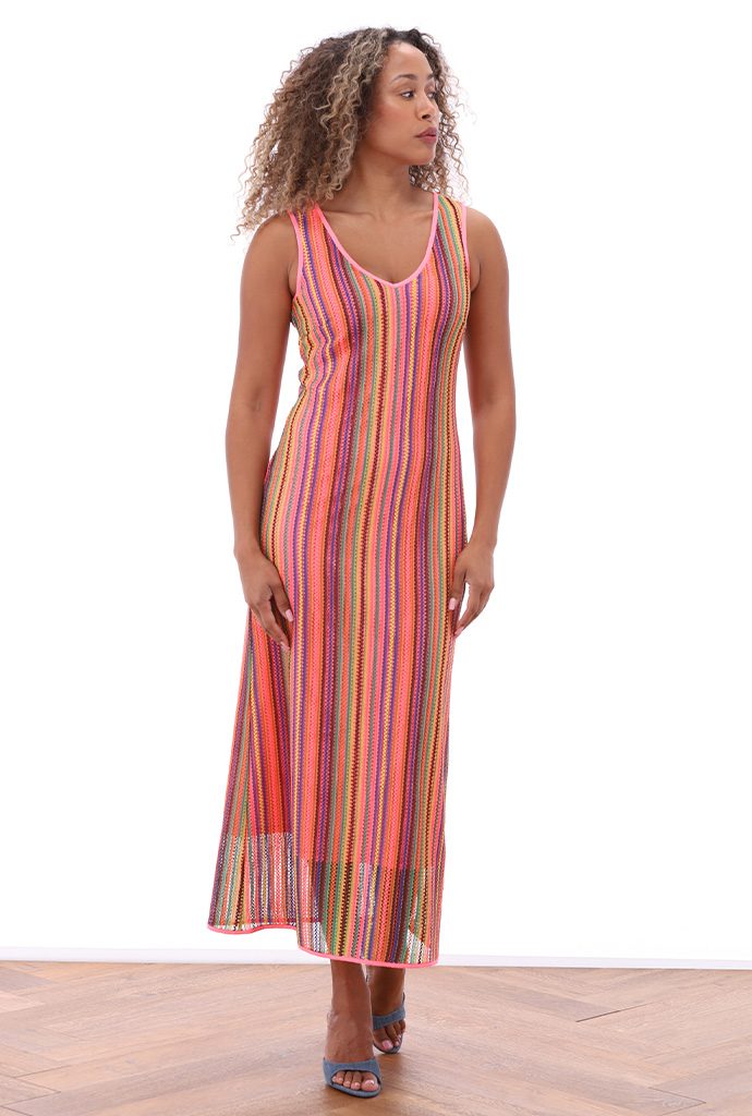 K-Design Stripe Crochet Maxi Dress