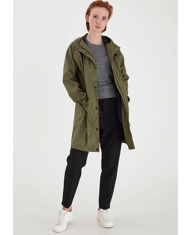 ICHI Tazi Raincoat Olive Green
