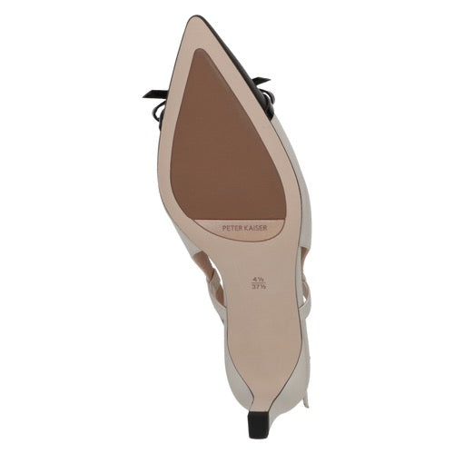 Peter Kaiser Leather Bow Slingback Heel - Off White/Black/Brown