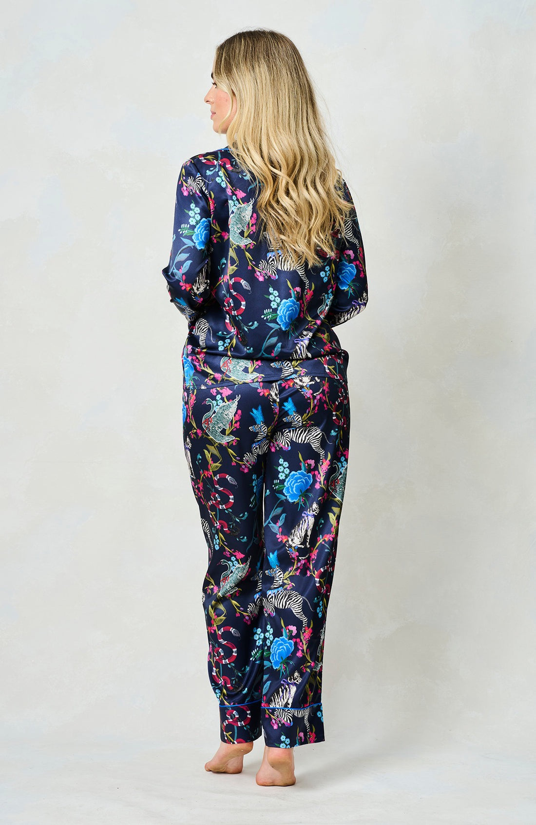 Hope & Ivy The Suzanne Satin Print Pyjamas - Blue