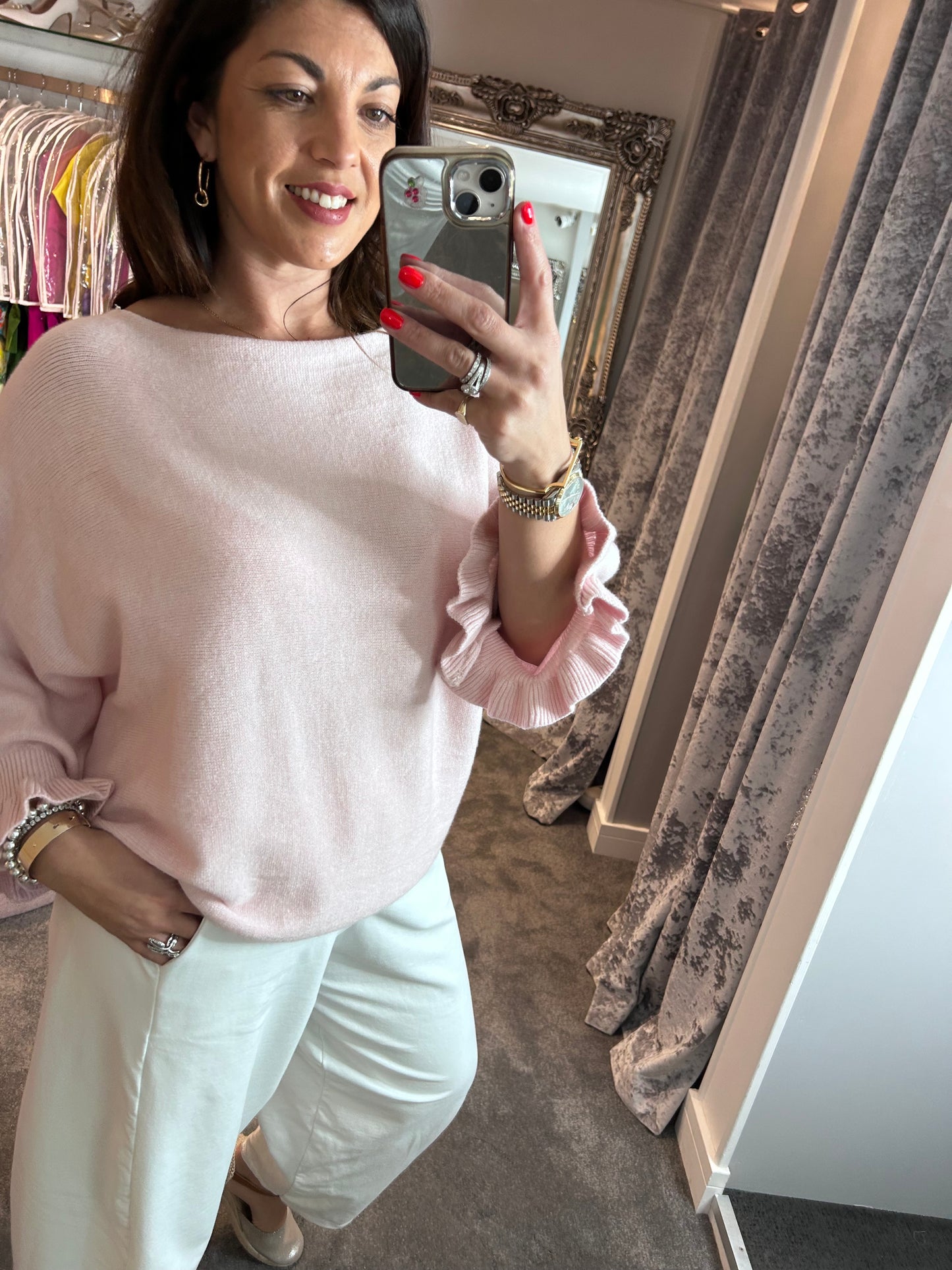 Studio Ruffle Edge Knit - Blush Pink