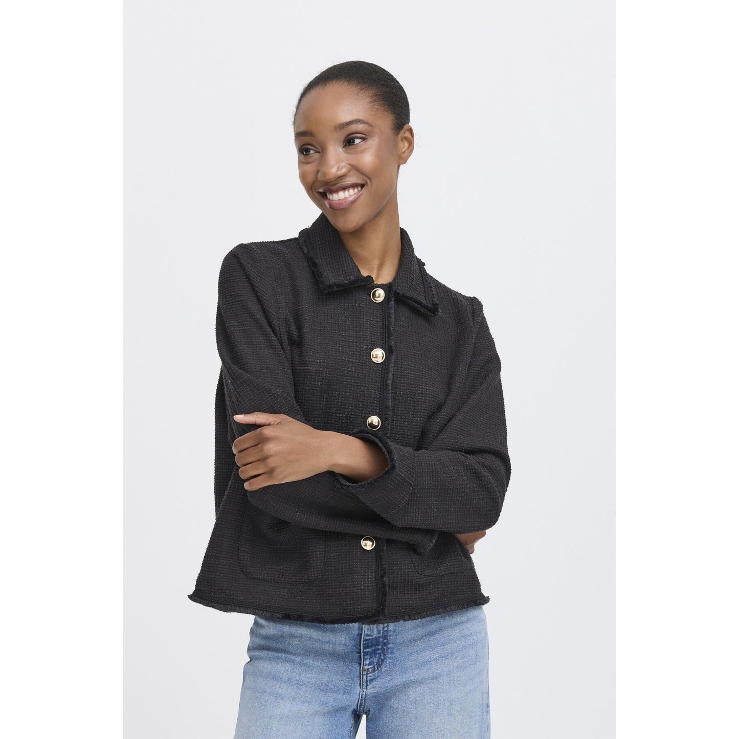 ICHI Kate Fringe Jacket - Black
