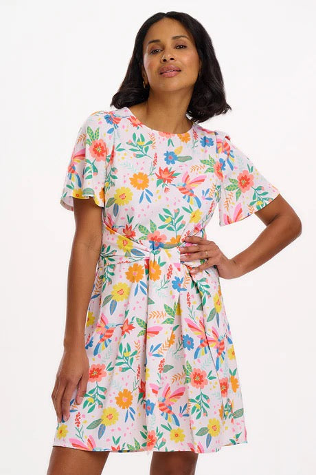 Sugarhill Brighton Orchid Mini Dress - Off-White, Tropical Hummingbird