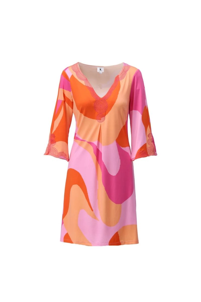 K-Design Printed Tunic Dress - Pink/Orange