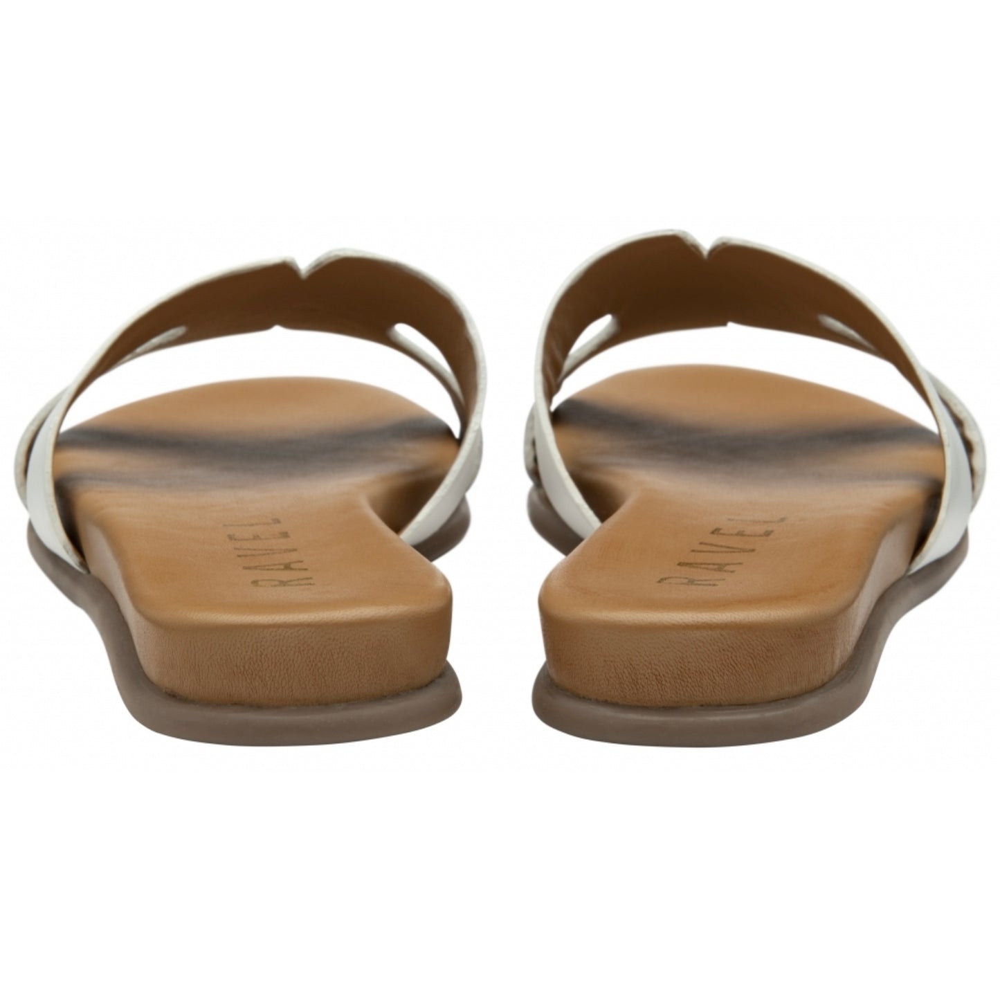 Ravel White Leather Fintry Flat Mule Sandals