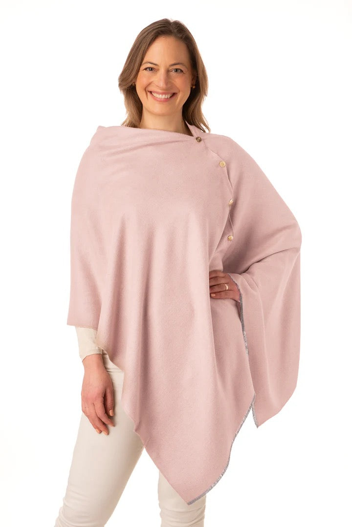 Franchetti Bond Gisellina Button Poncho - Pale Pink