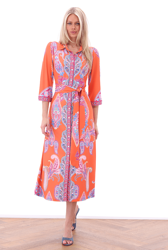 K-Design Paisley Shirt Dress - Orange