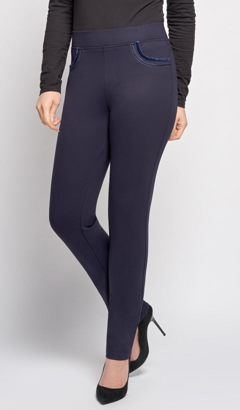 Pinns Straight Leg Trouser Crystal Pocket - Navy