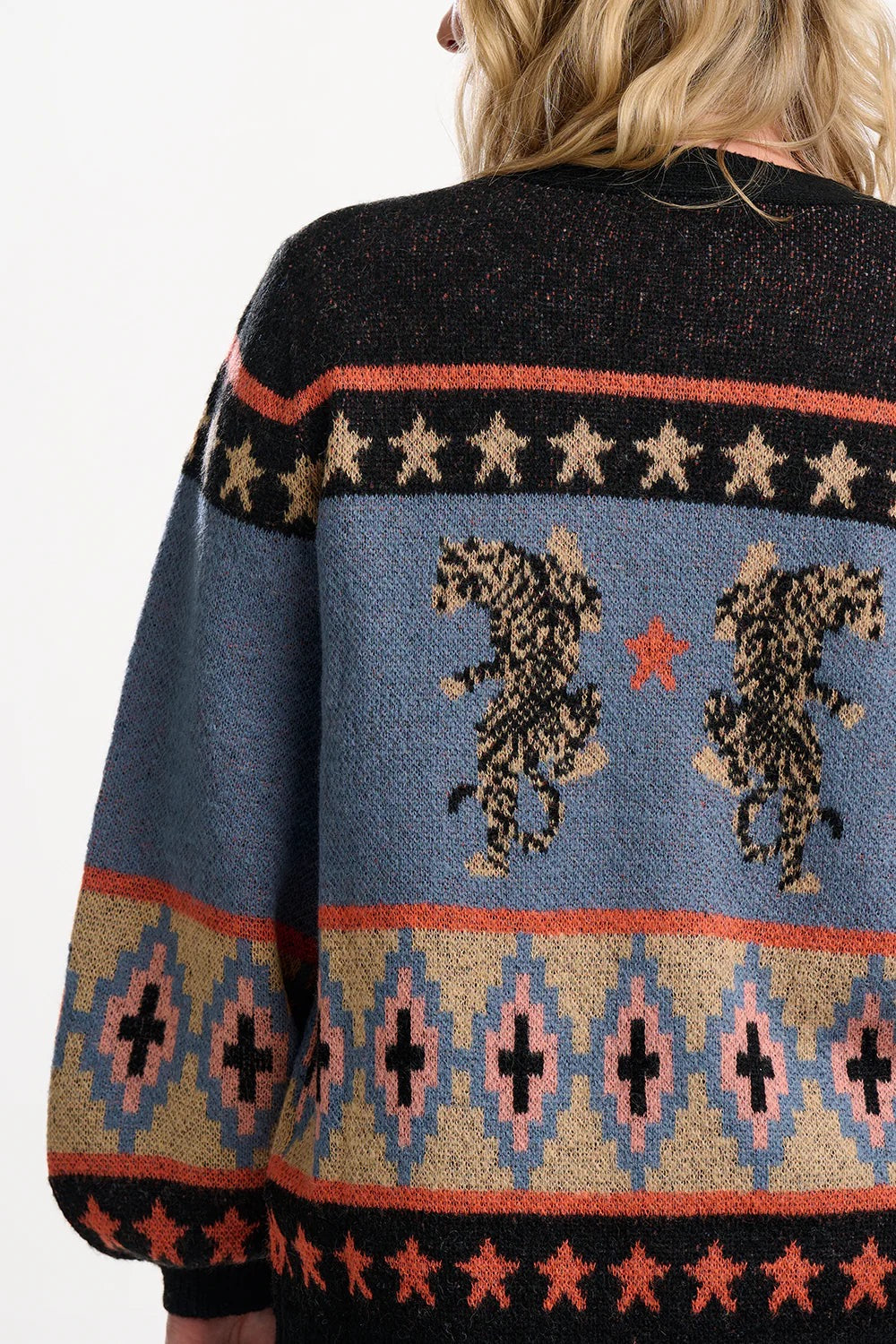 Sugarhill Brighton Yvette Cardigan - Black/Blue/Oatmeal