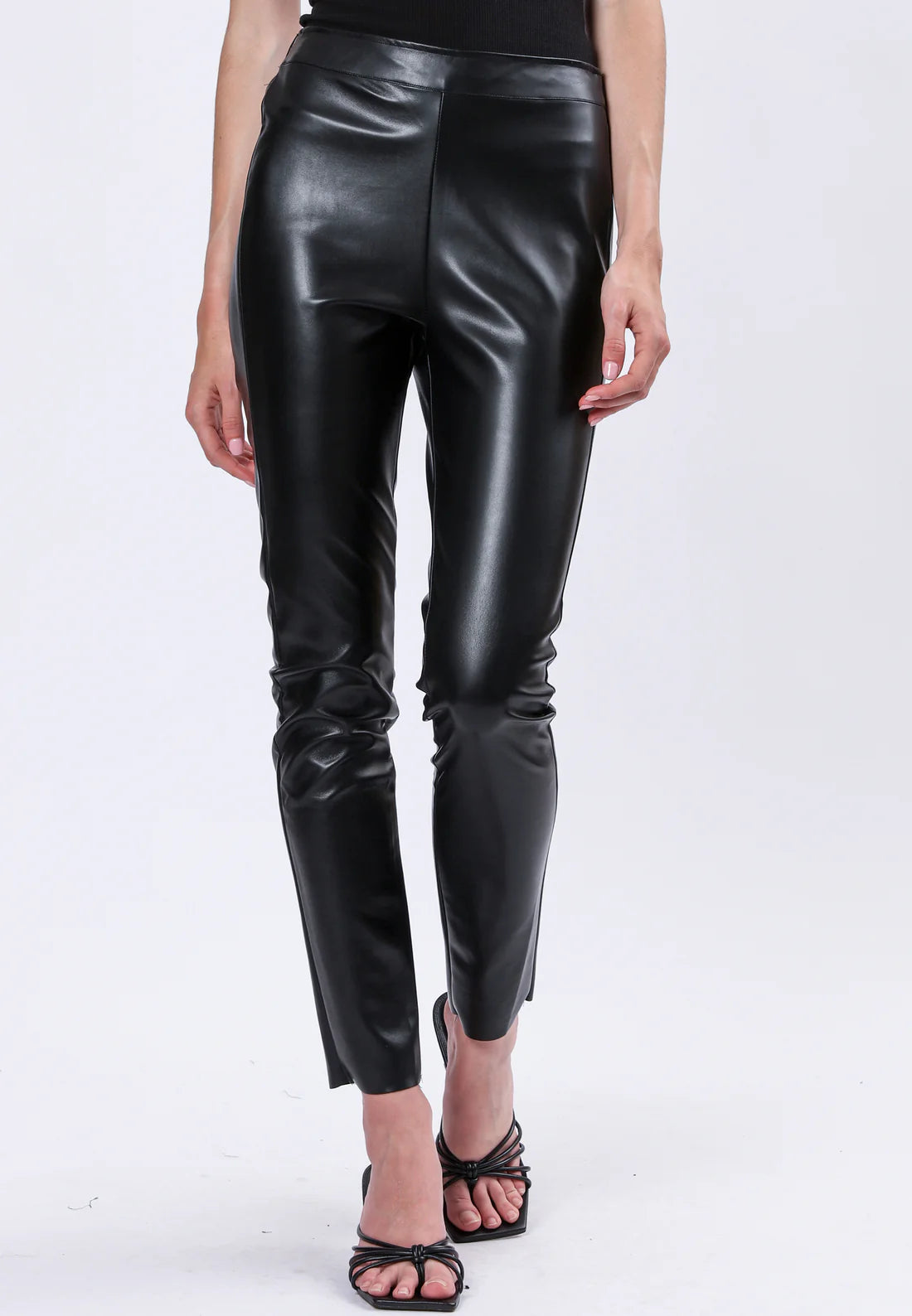 Religion Final Black Leather Look Leggings