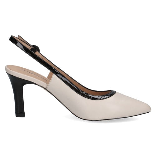 Peter Kaiser Leather Two-Tone Slingback Heel - Black/Off White