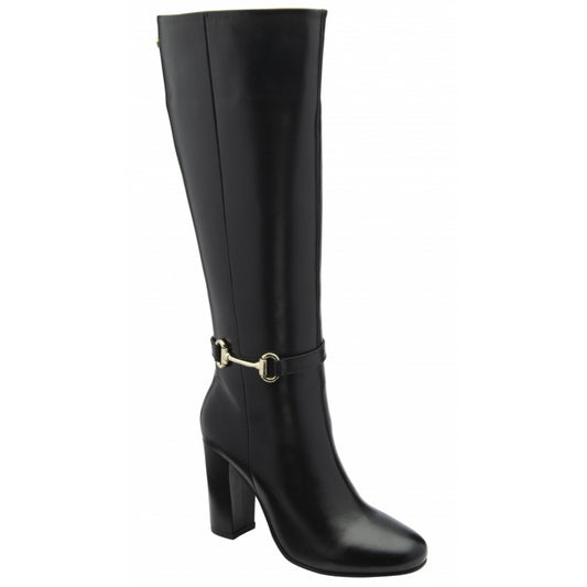 Ravel Black Leather Lerwick Heeled Knee High Boots