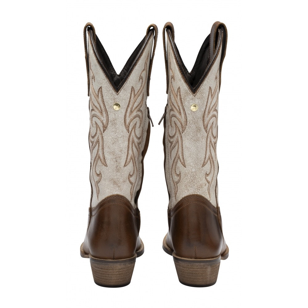 Ravel Lynn Leather Cowboy Boot - Tan/White