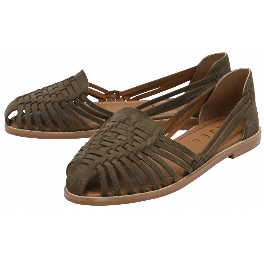 Ravel Glant Flat Suede Sandal - Olive