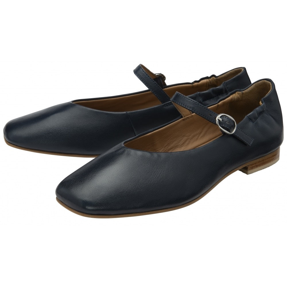 Ravel Navy Leather Lanton Flat Shoes