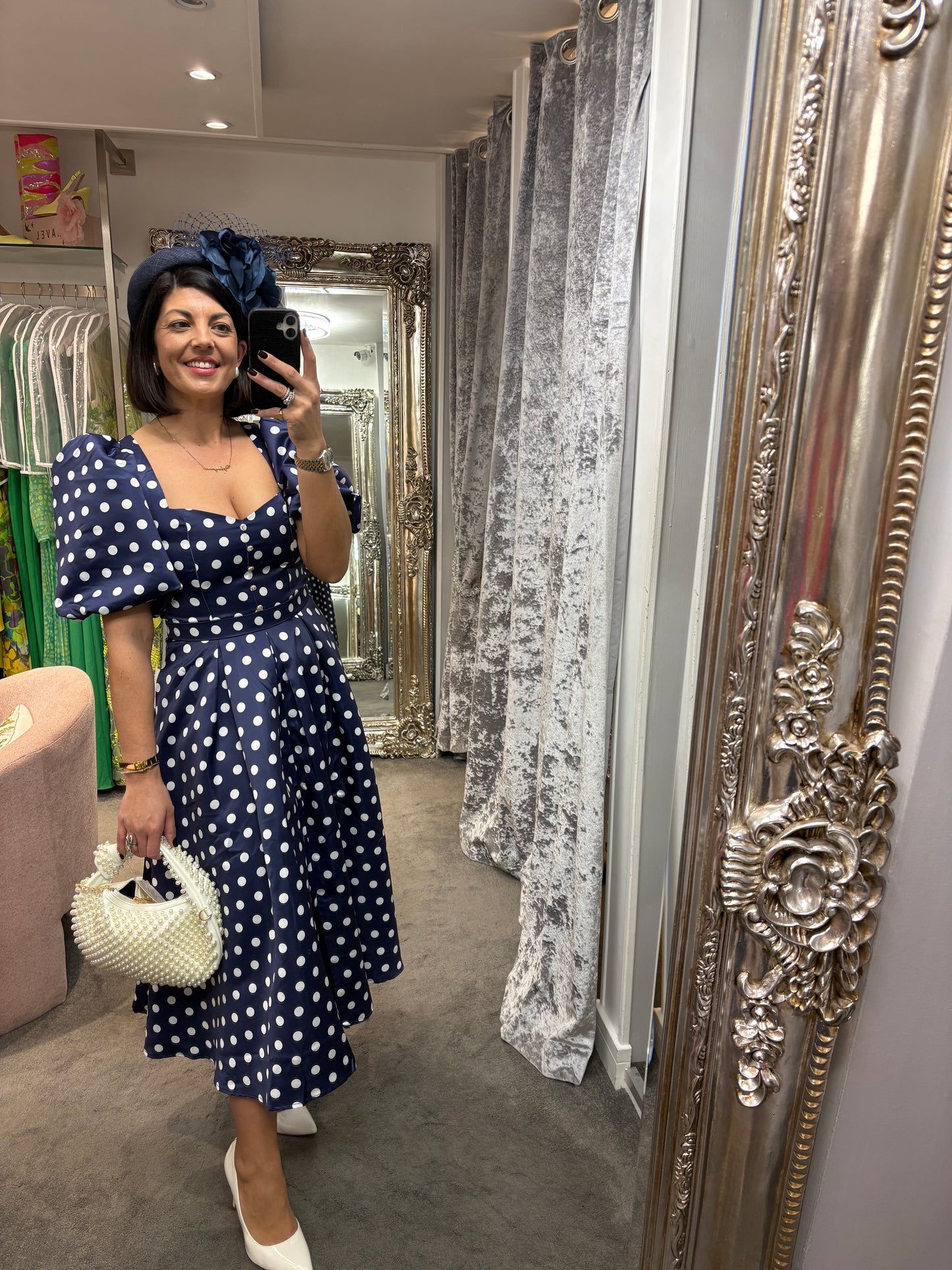 The 8th Sign Audrey Polka Dot Dress - Navy/White