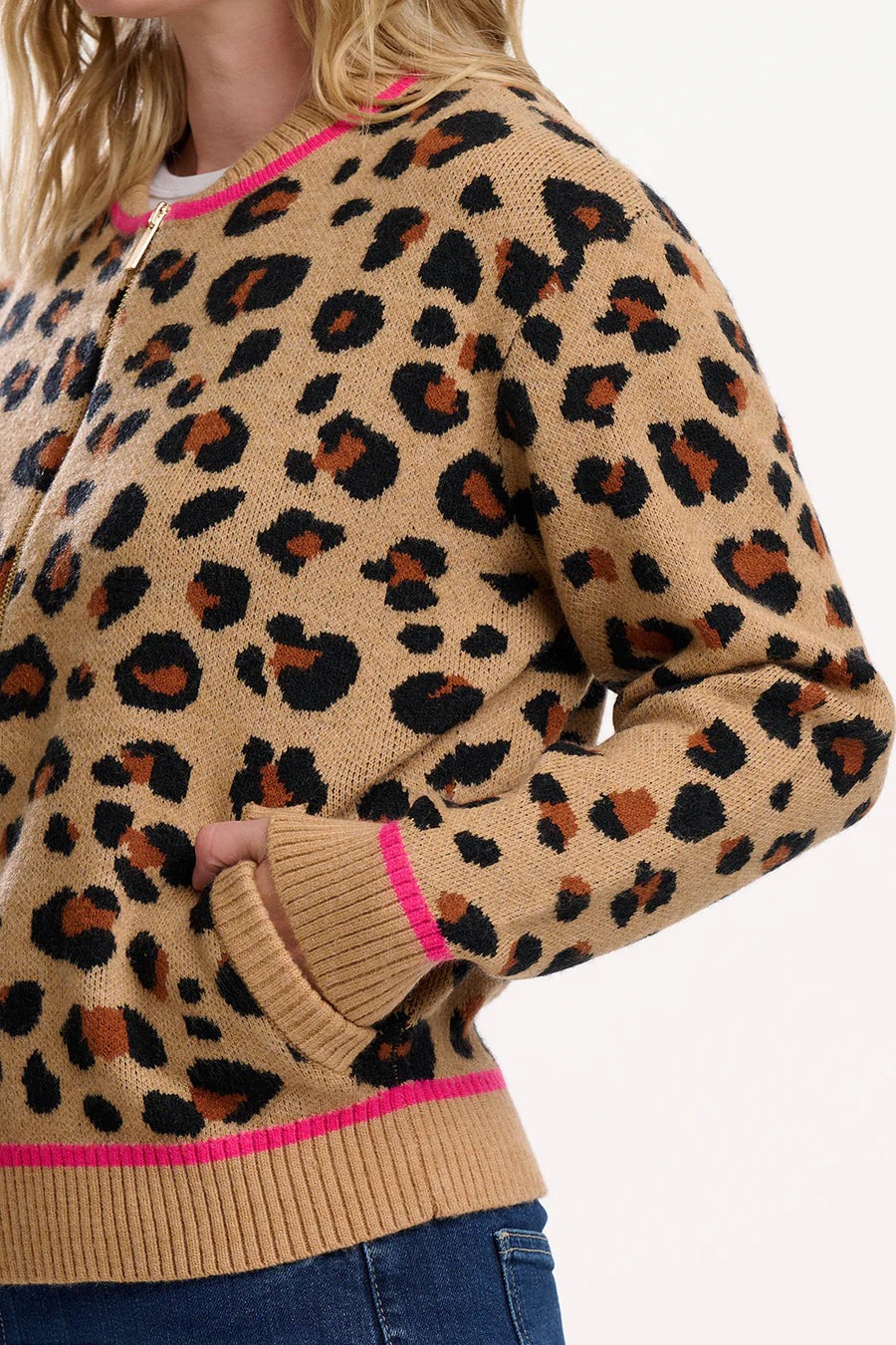 Sugarhill Brighton Solan Knitted Bomber - Leopard