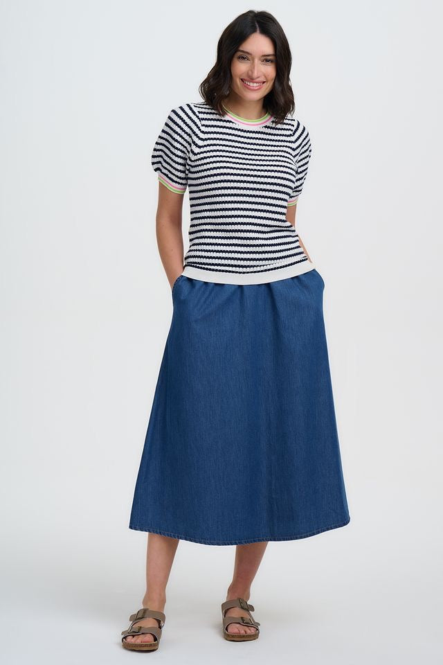 Sugarhill Brighton Carolina Knit Top - Off White/Navy