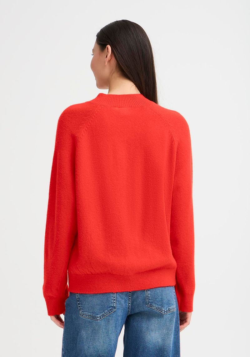 ICHI Dasila High Neck Sweater - Fiery Red