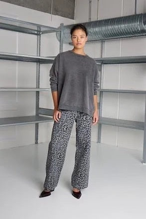 ICHI Leo Grey Leopard Print Jeans