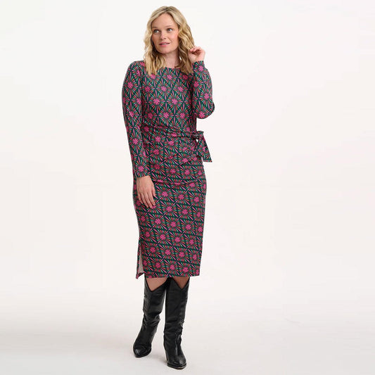 Suagrhill Brighton Claudia Jersey Tie Midi Dress - Green