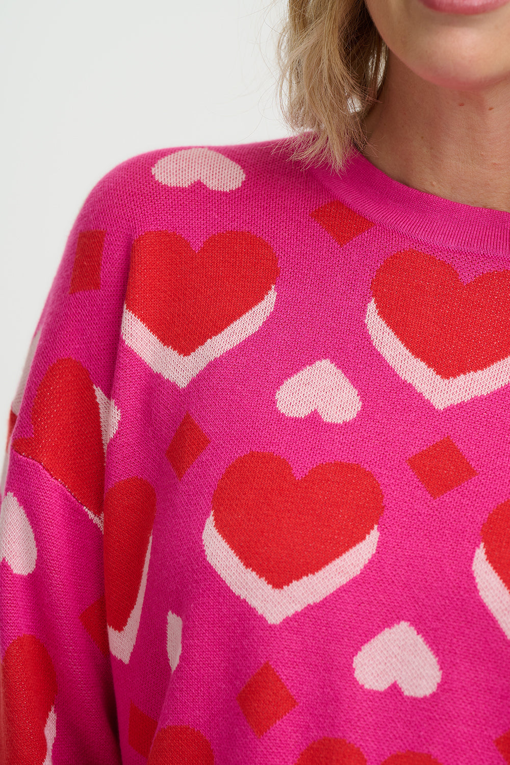 Sugarhill Brighton Andi Jumper - Pink, Geo Hearts