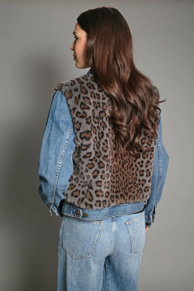 Nooki Edelweiss Faux Fur Gillet - Grey Leopard