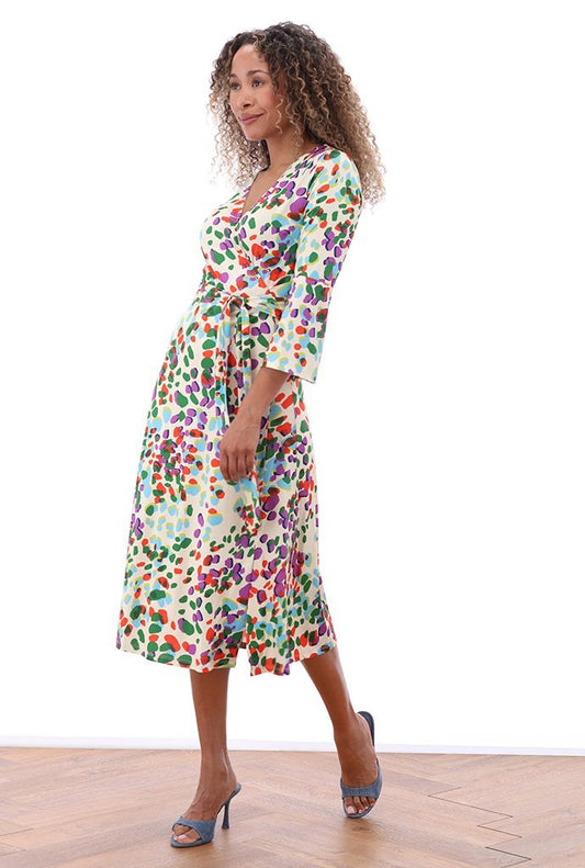 K-Design Dotty Print Wrap Style Dress - Multi