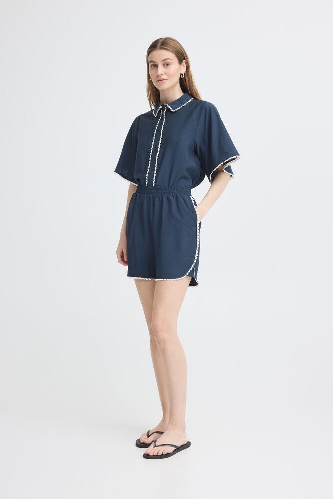 ICHI Leni Shorts - Navy
