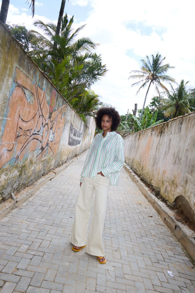 ICHI Ziggy Wide Leg Jeans - Birch White