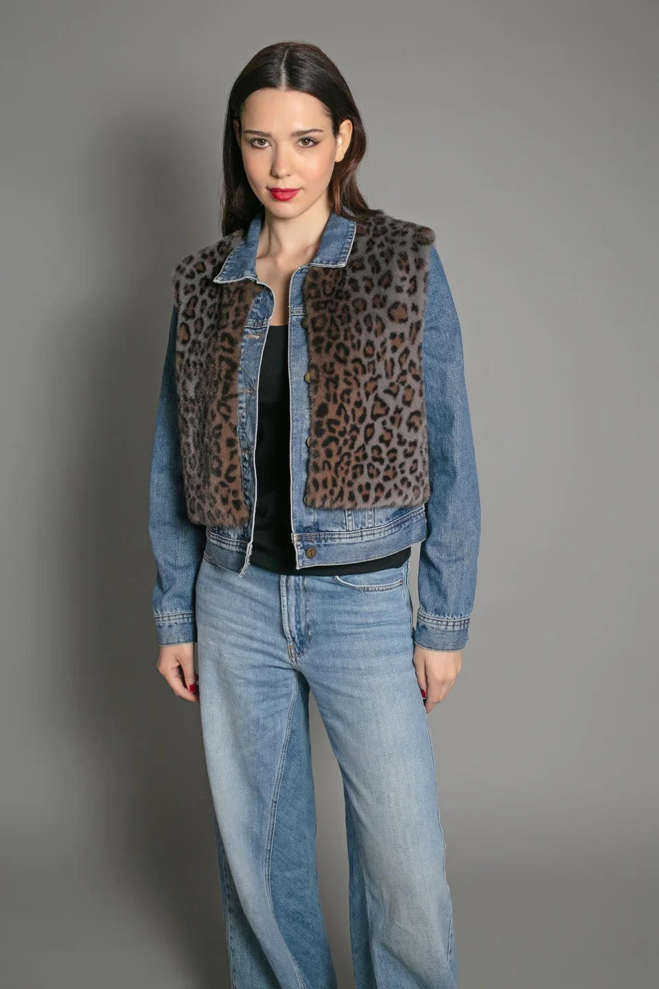 Nooki Edelweiss Faux Fur Gillet - Grey Leopard