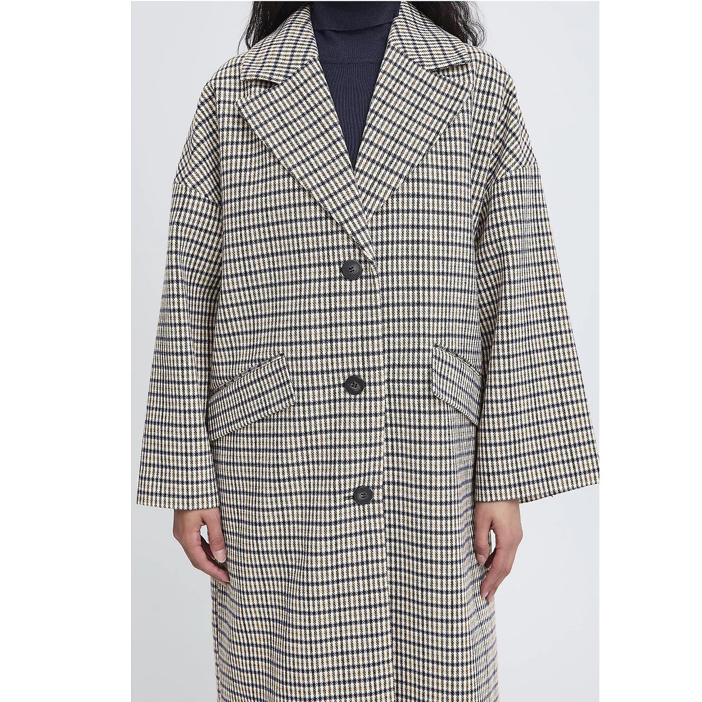 ICHI Emma Jacket - Navy Check