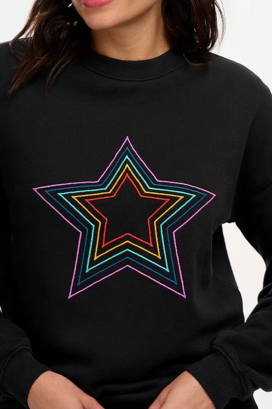 Sugarhill Brighton Noah Sweatshirt - Black, Rainbow Star