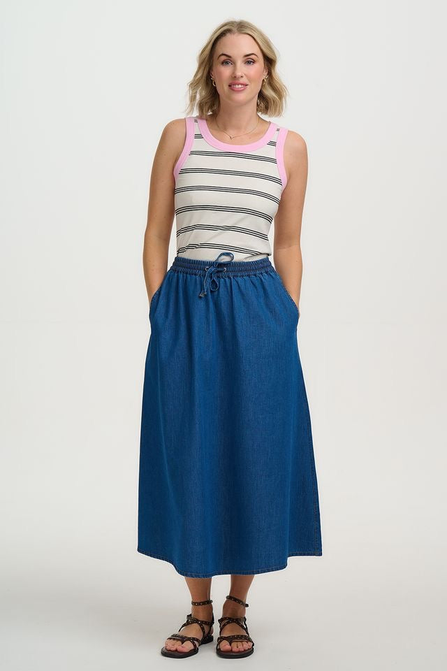 Sugarhill Brighton Allegra Denim Midi Skirt - Deep Blue
