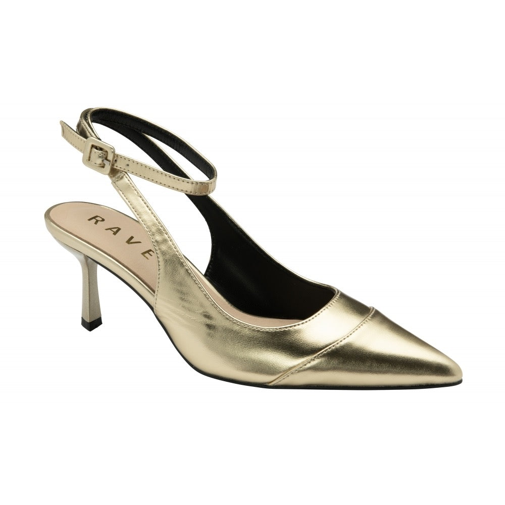 Ravel Gold Metallic Catrine Slingback Court Shoes