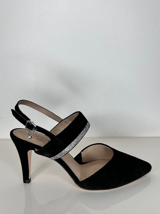 Caprice Black Suede Heel