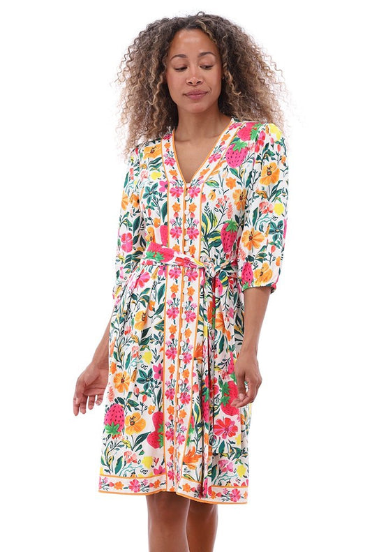K-Design Floral Printed Tunic dress - Green/Pink/Yellow