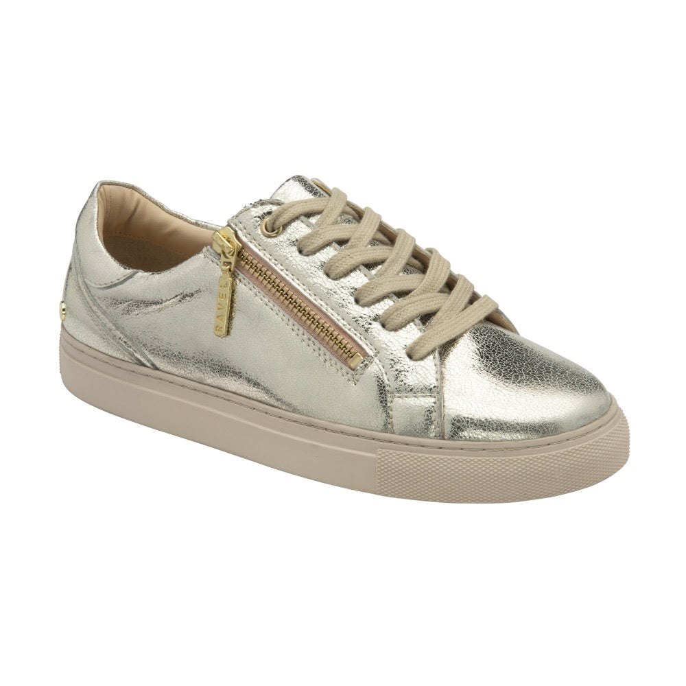 Ravel Gage Leather Metallic Trainer - Gold