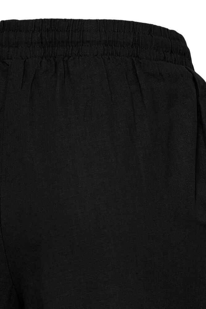 ICHI Linno Crop Linen Trouser - Black