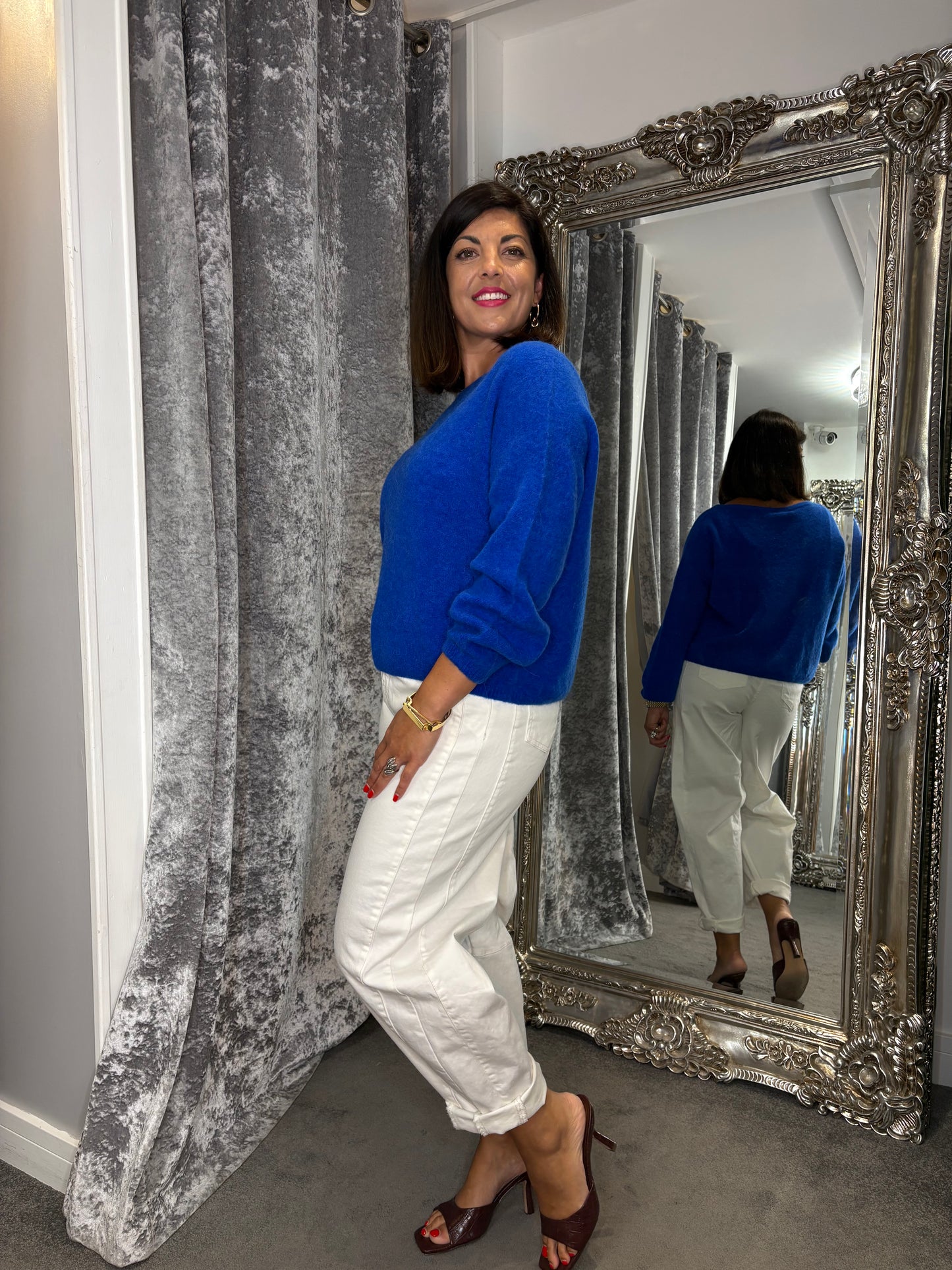 T1 Balloon Sleeve Jumper- Electric Blue