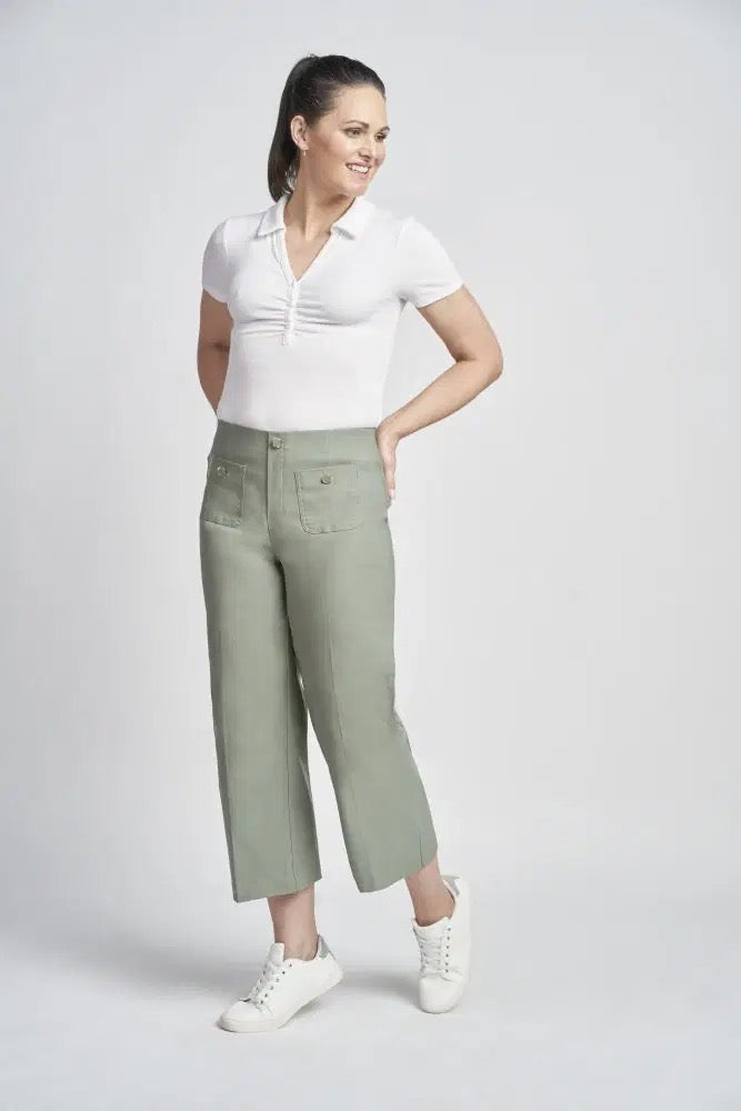Pinns Wide Leg Trouser - Khaki