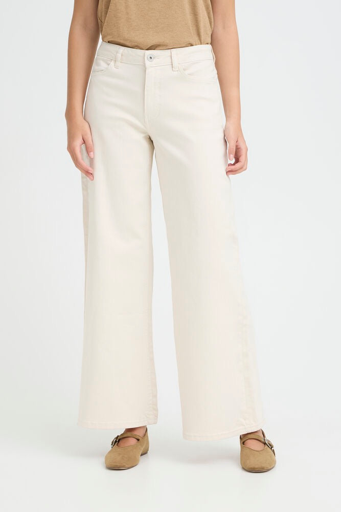 ICHI Ziggy Wide Leg Jeans - Birch White