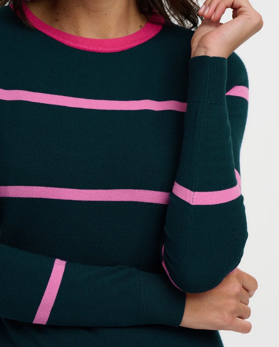 Sugarhill Brighton Liselle Knit Midi Dress - Teal, Pink Stripes
