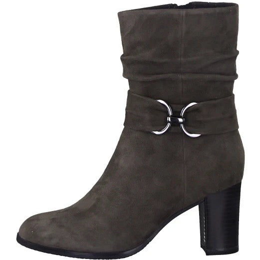 Caprice Stone Suede Block Heel Boots